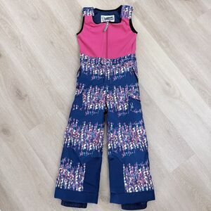 Spyder Girls Bitsy Sparkle Snow Bib Room to Grow Pink Blue Ski Pants Size 7 EUC